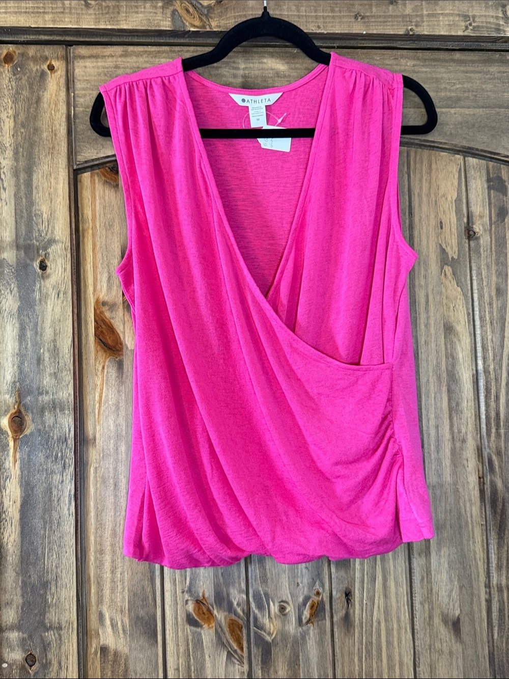 Athleta Hot Pink Sleeveless Faux-Wrap Tank